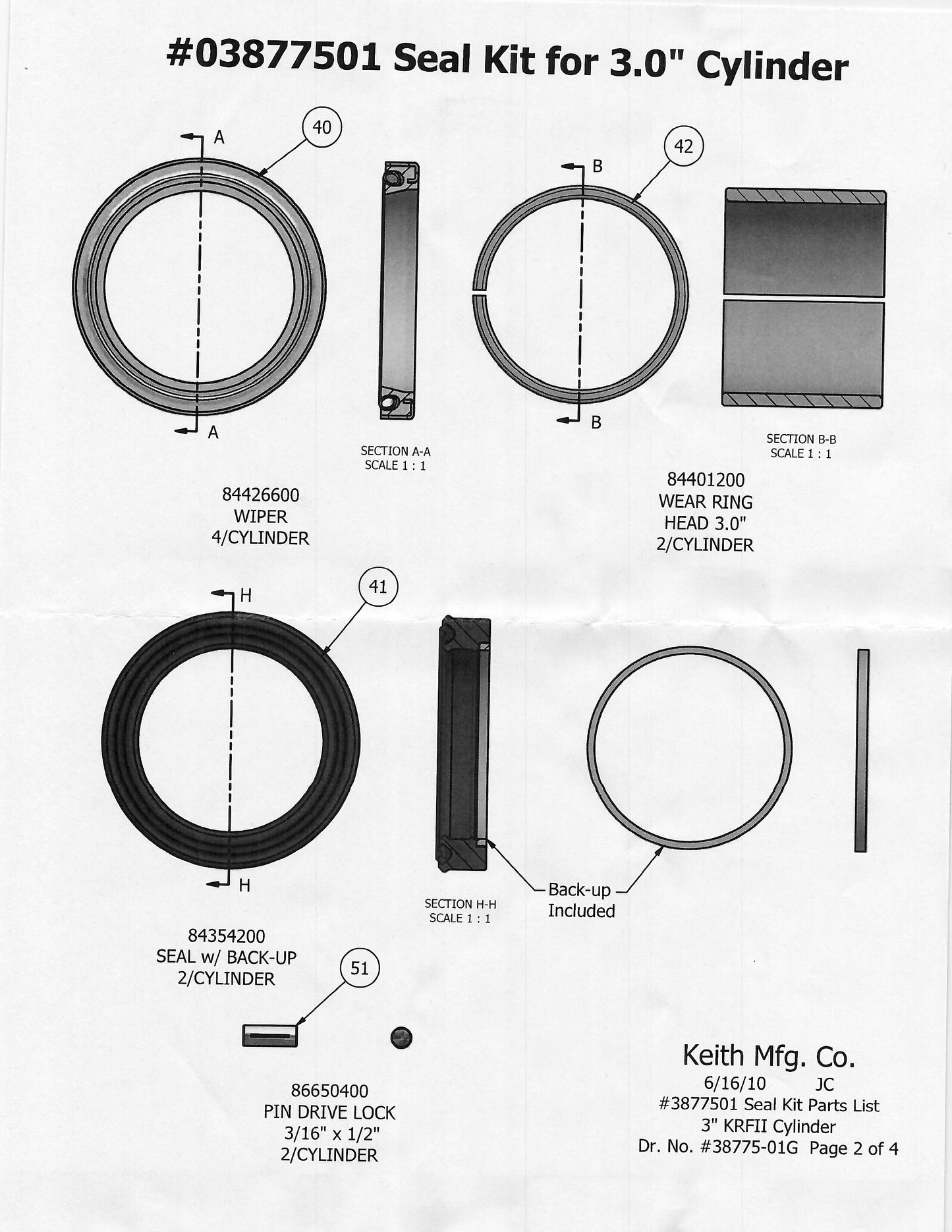 Seal Kit for 3.0" Cylinder Pre 1/05/2009