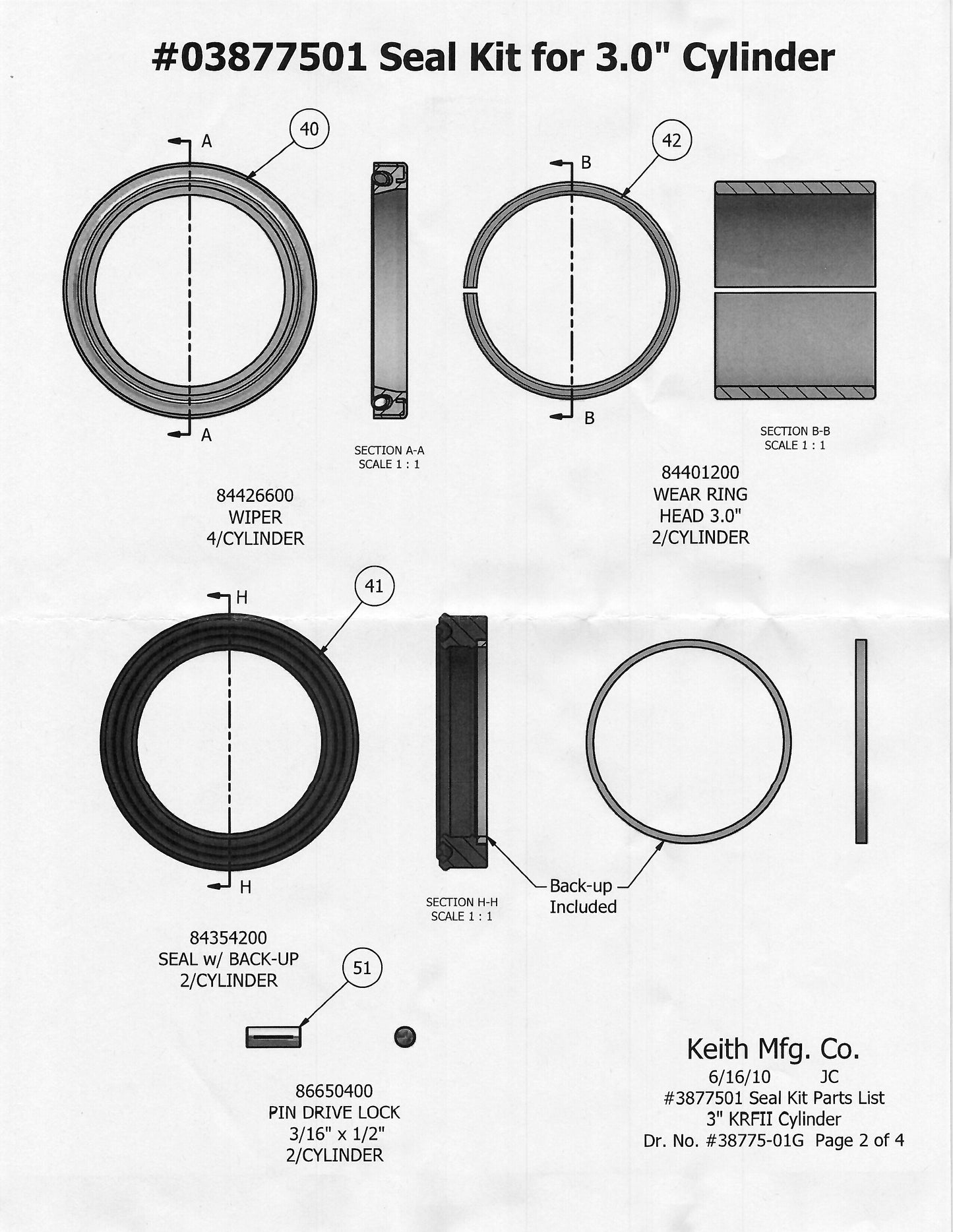 Seal Kit for 3.0" Cylinder Pre 1/05/2009