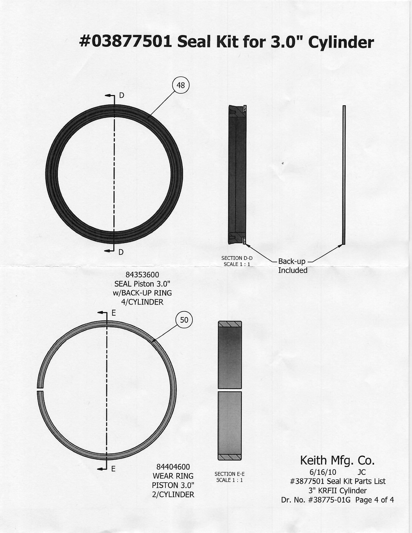 Seal Kit for 3.0" Cylinder Pre 1/05/2009