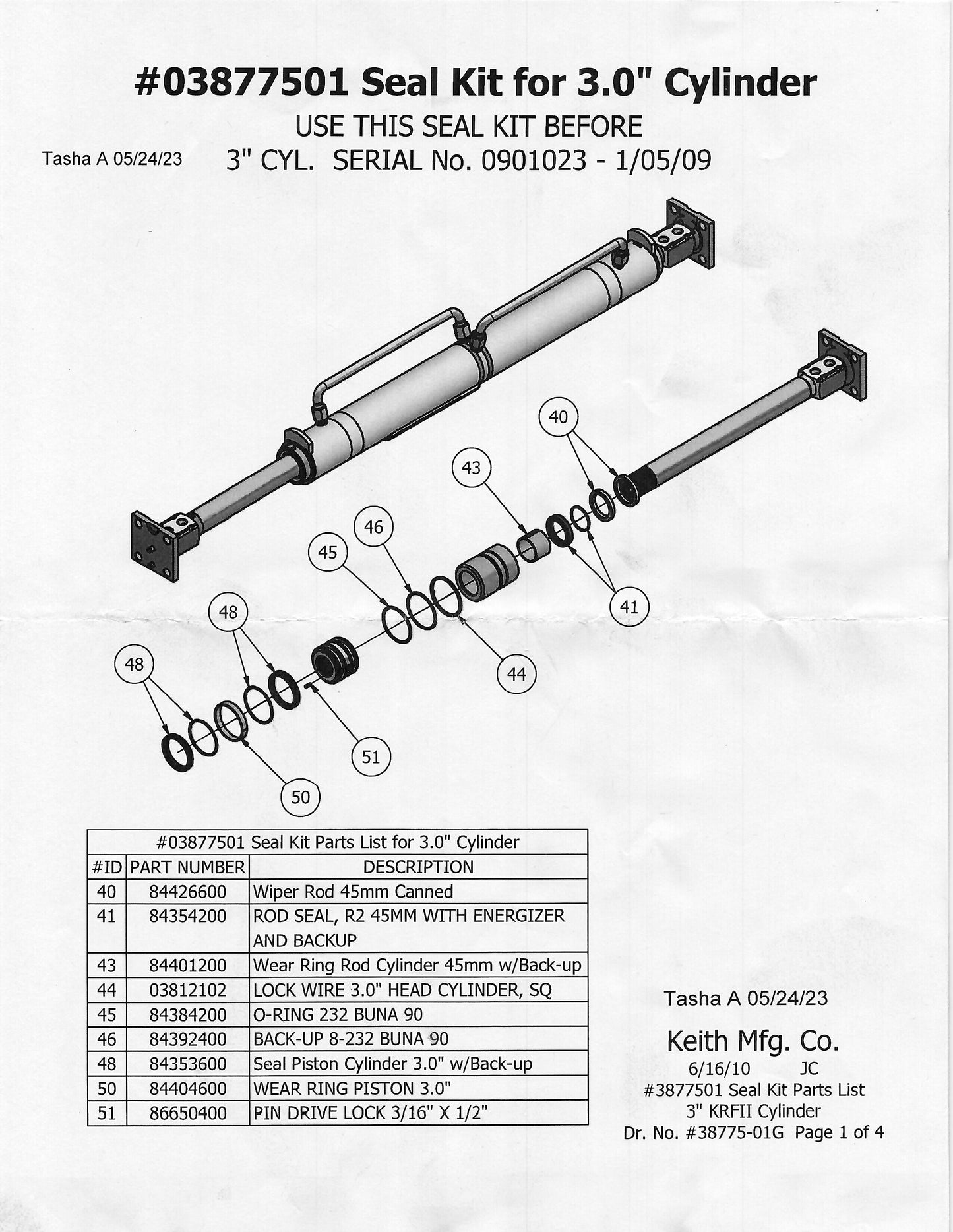 Seal Kit for 3.0" Cylinder Pre 1/05/2009