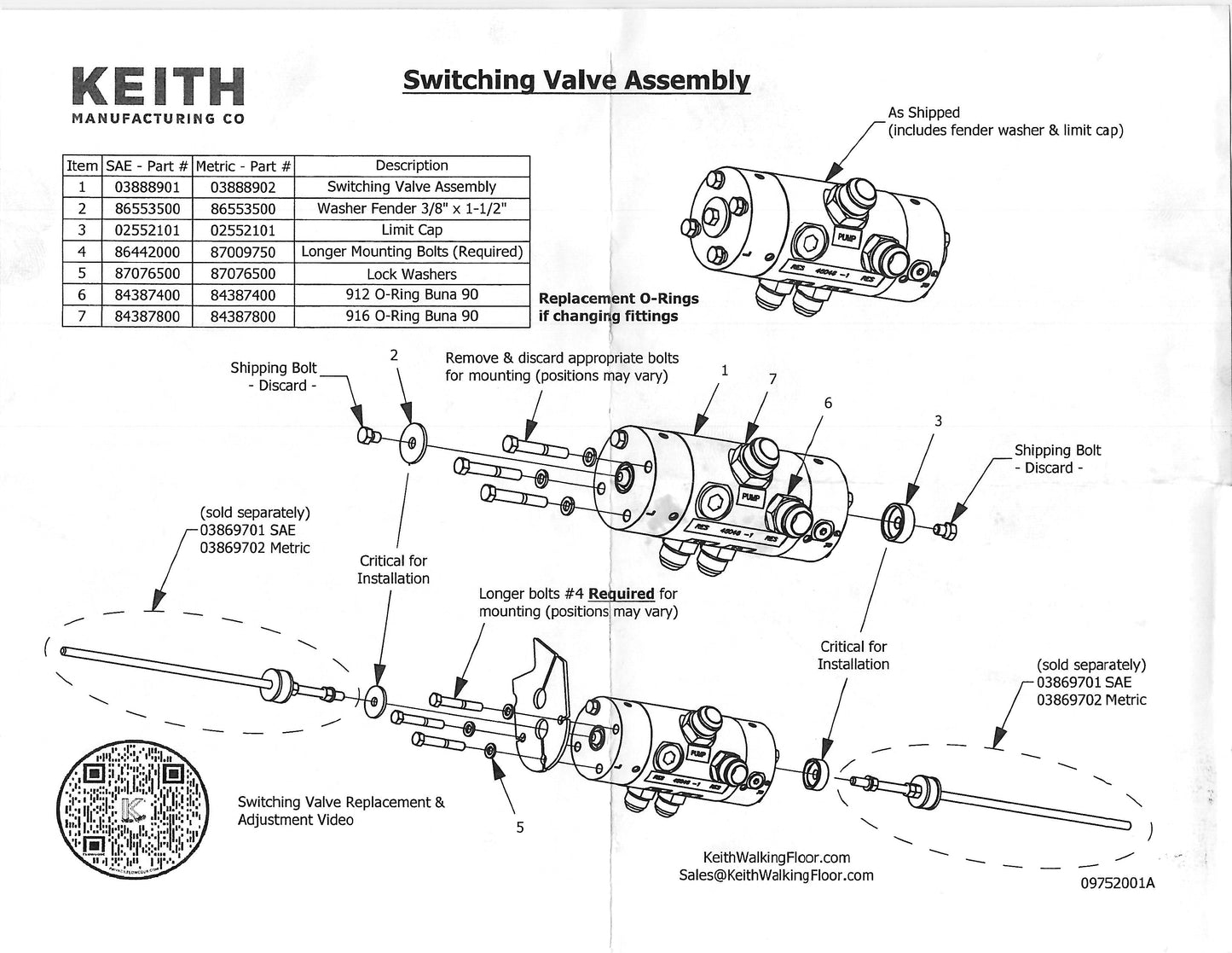 Keith Switching Valve Assembly