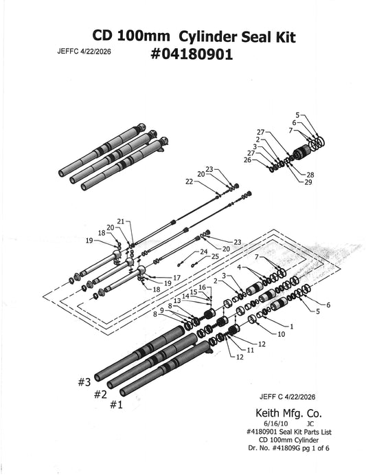 Seal Kit for KEITH Compact 100 Cylinder