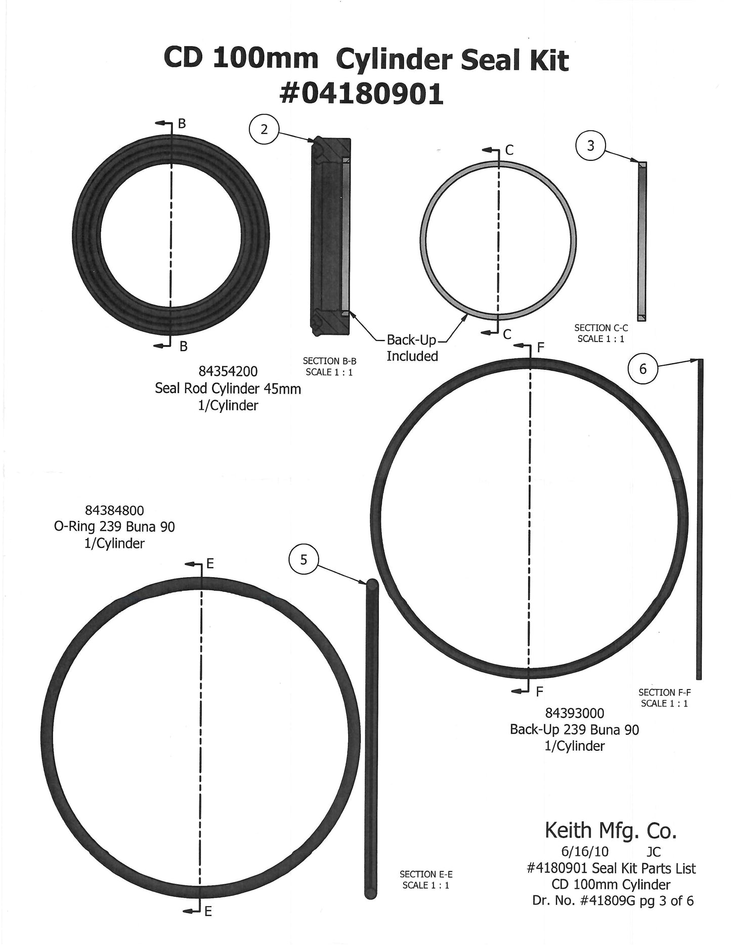 Seal Kit for KEITH Compact 100 Cylinder