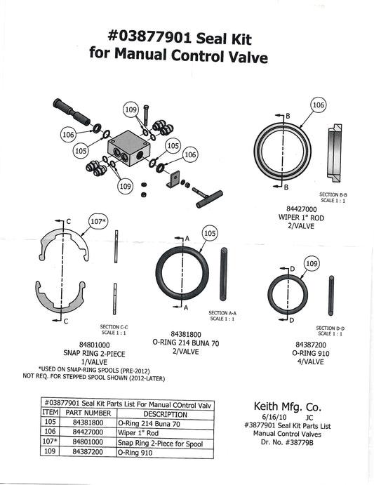 Keith Control Valve Seal Kit
