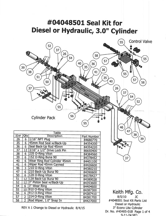 SEAL KIT 3.0 6-PK Ekonolite FOR USE WITH DIESEL OR HYDRAULIC