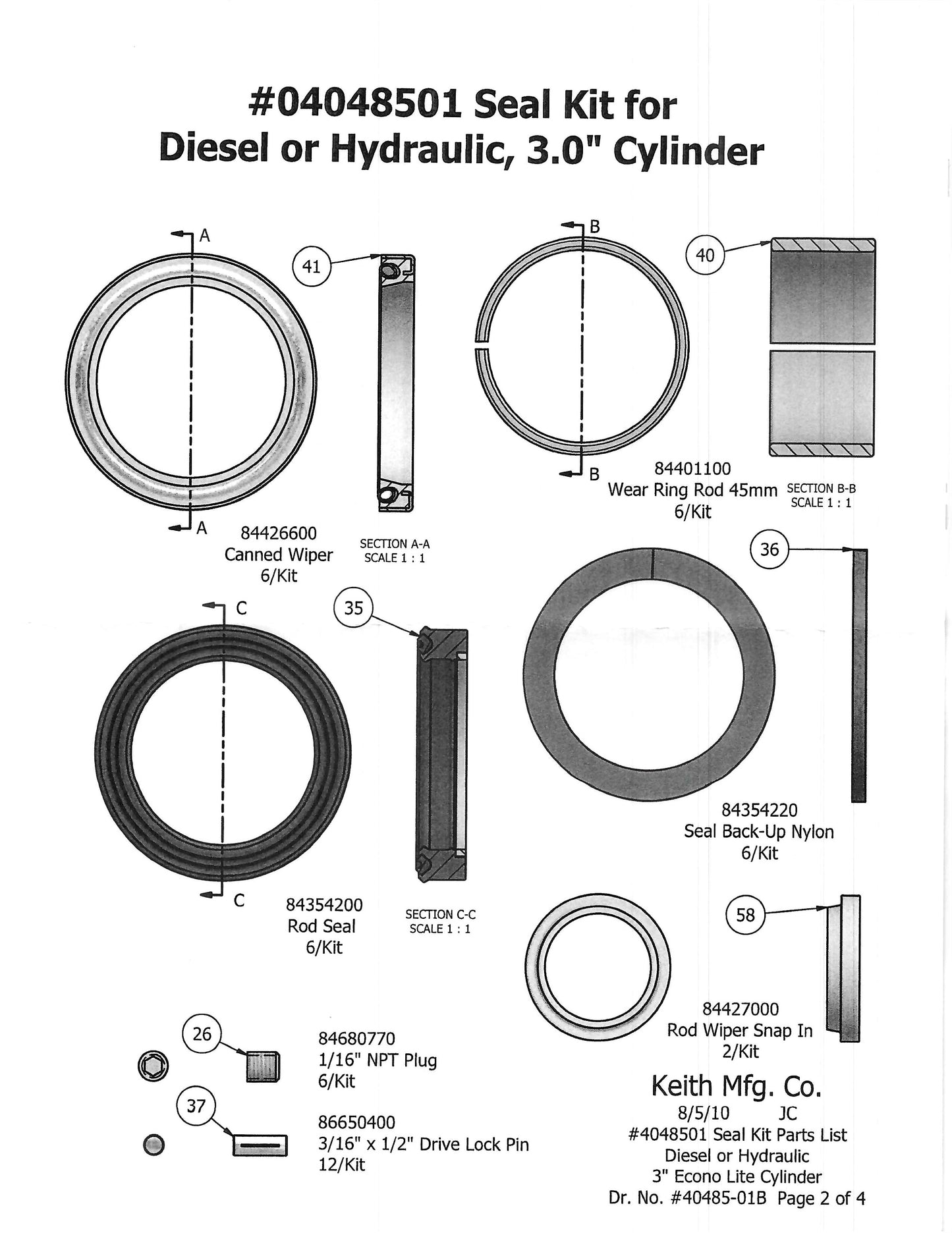 SEAL KIT 3.0 6-PK Ekonolite FOR USE WITH DIESEL OR HYDRAULIC