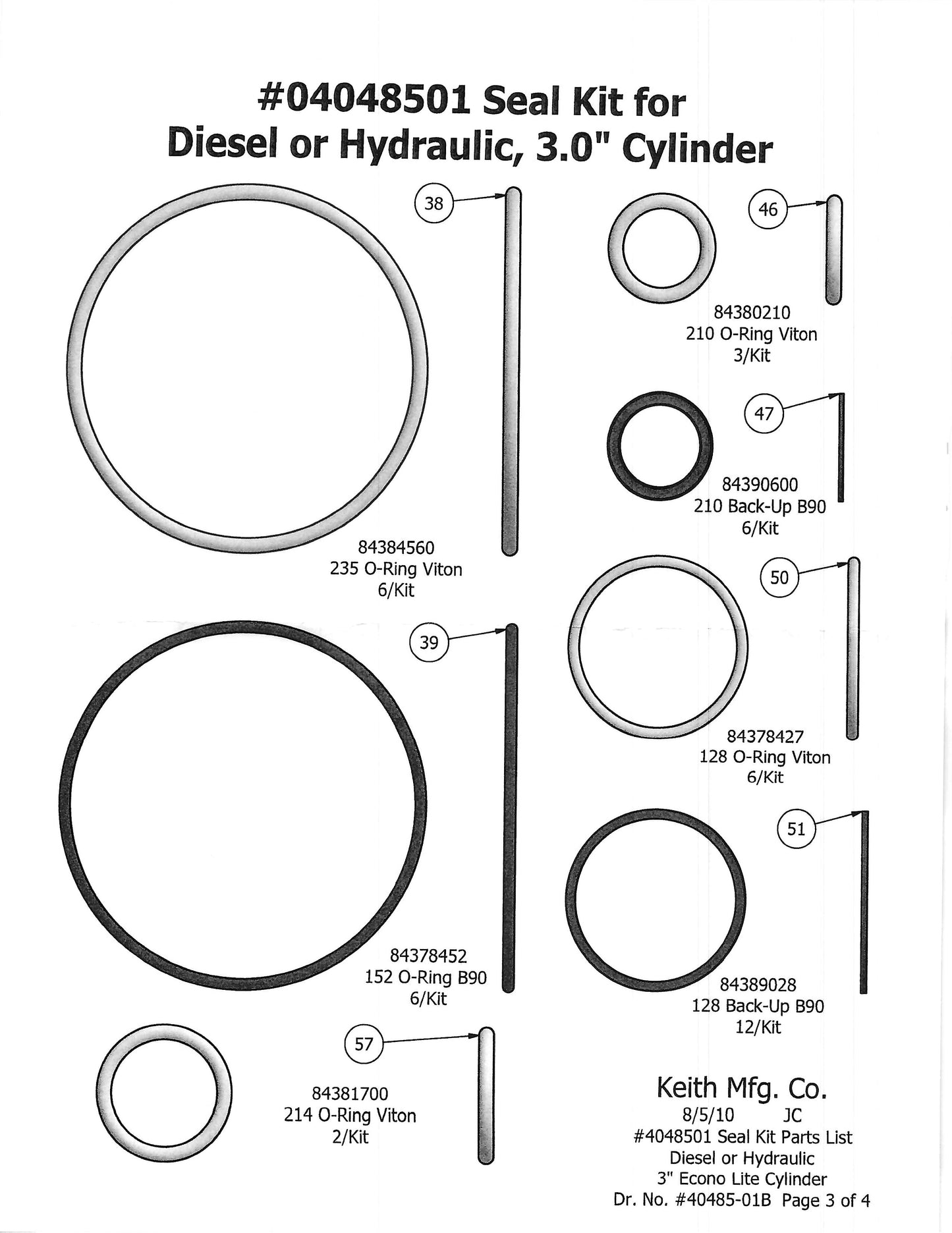 SEAL KIT 3.0 6-PK Ekonolite FOR USE WITH DIESEL OR HYDRAULIC