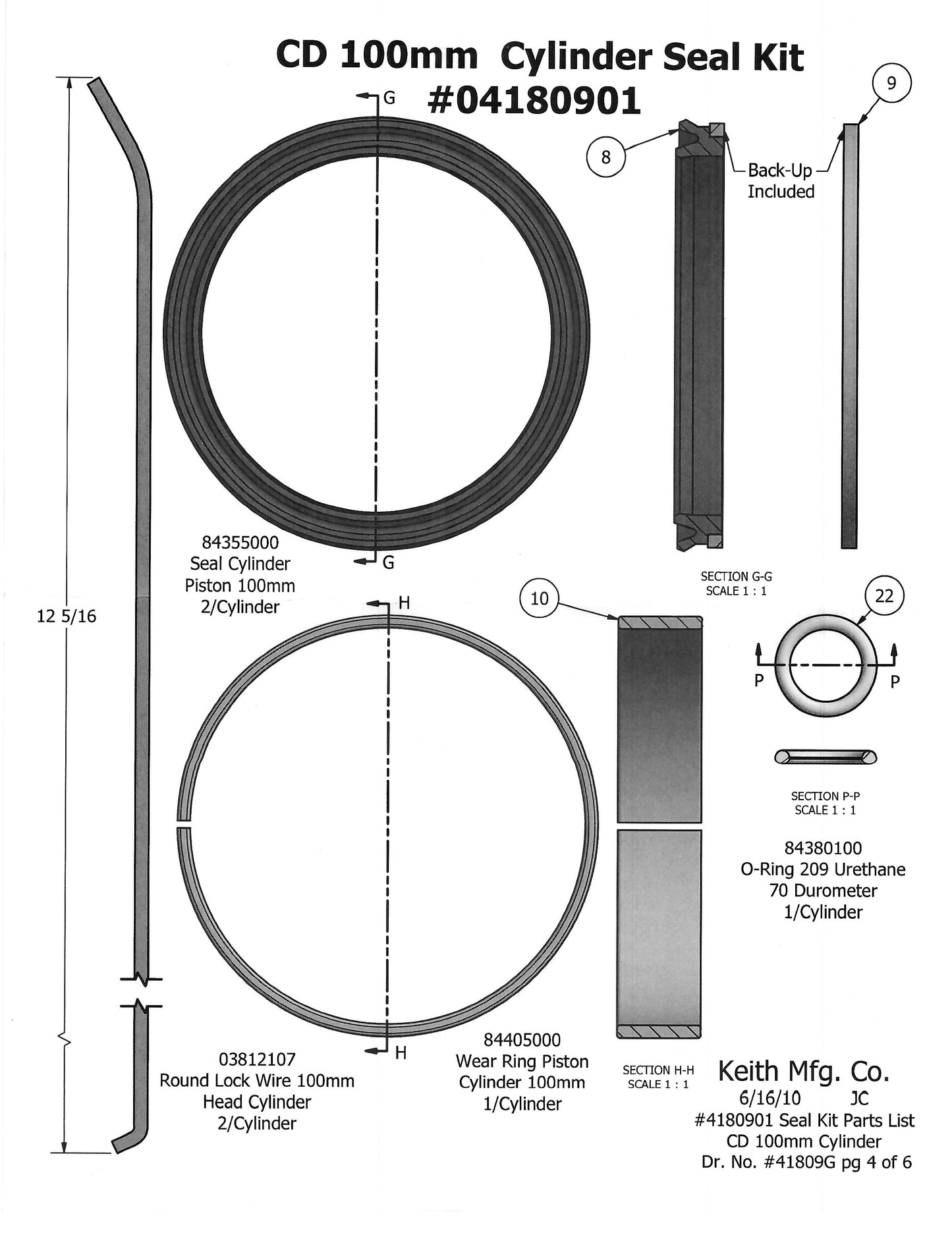 Seal Kit for KEITH Compact 100 Cylinder