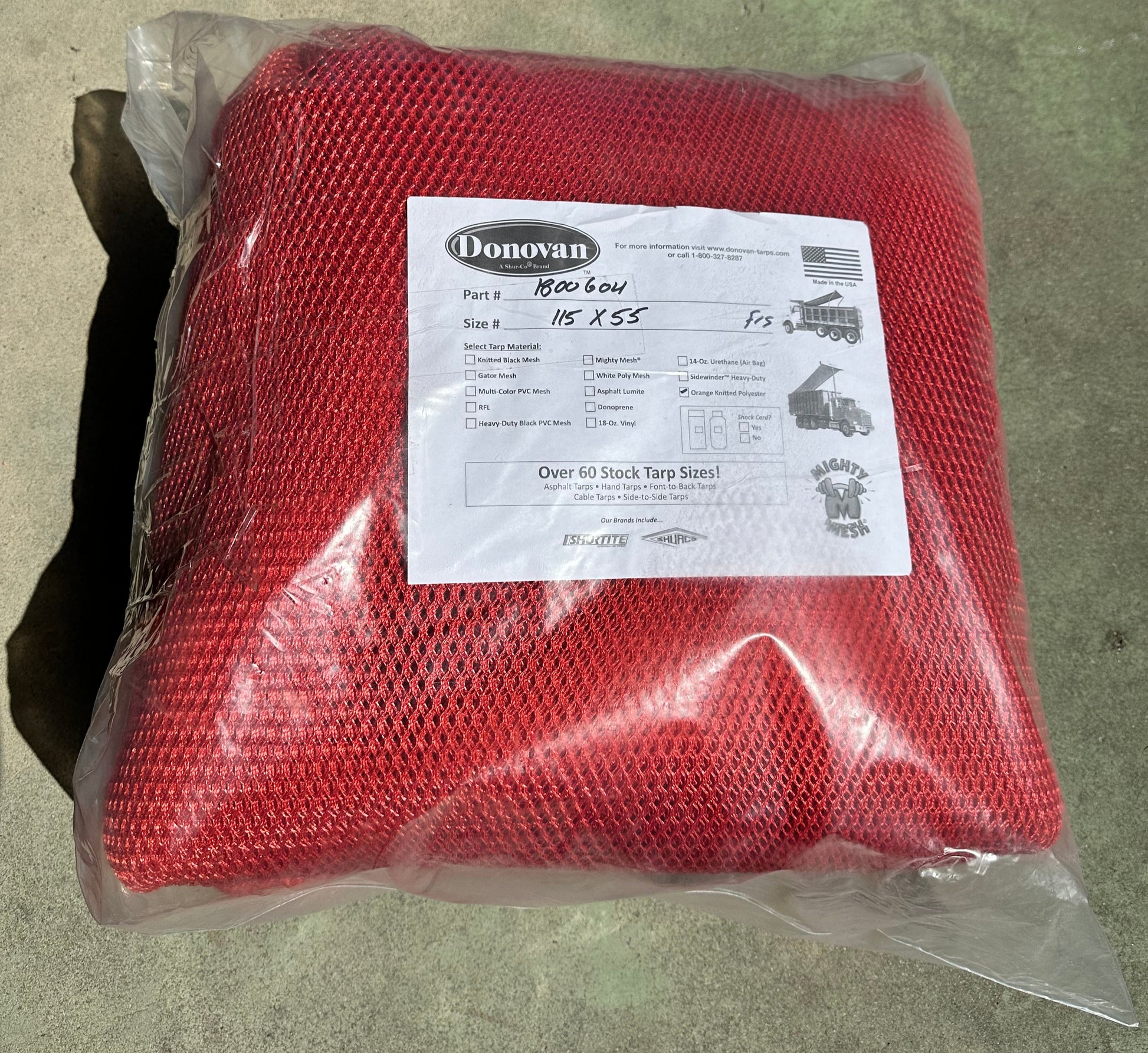 brand tarp Donovan Sidewinder Side-Flip Replacement Orange Net Tarp 115in x 55ft